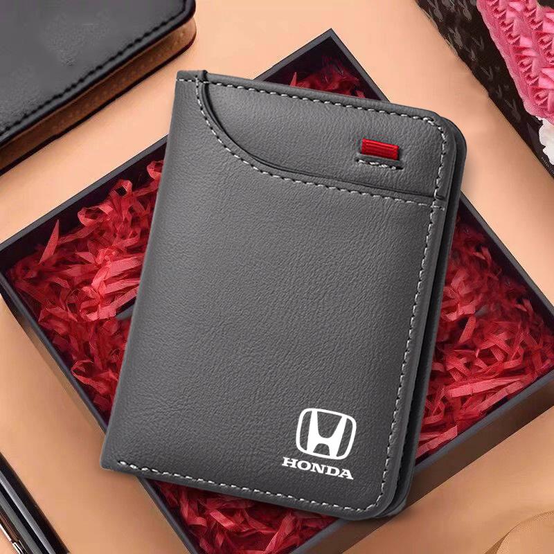 Leather Mini Credit Card Purse Portable Car Wallet For Honda civic accord fit jazz pilot CRV odyssey passport city shuttle HRV XI6