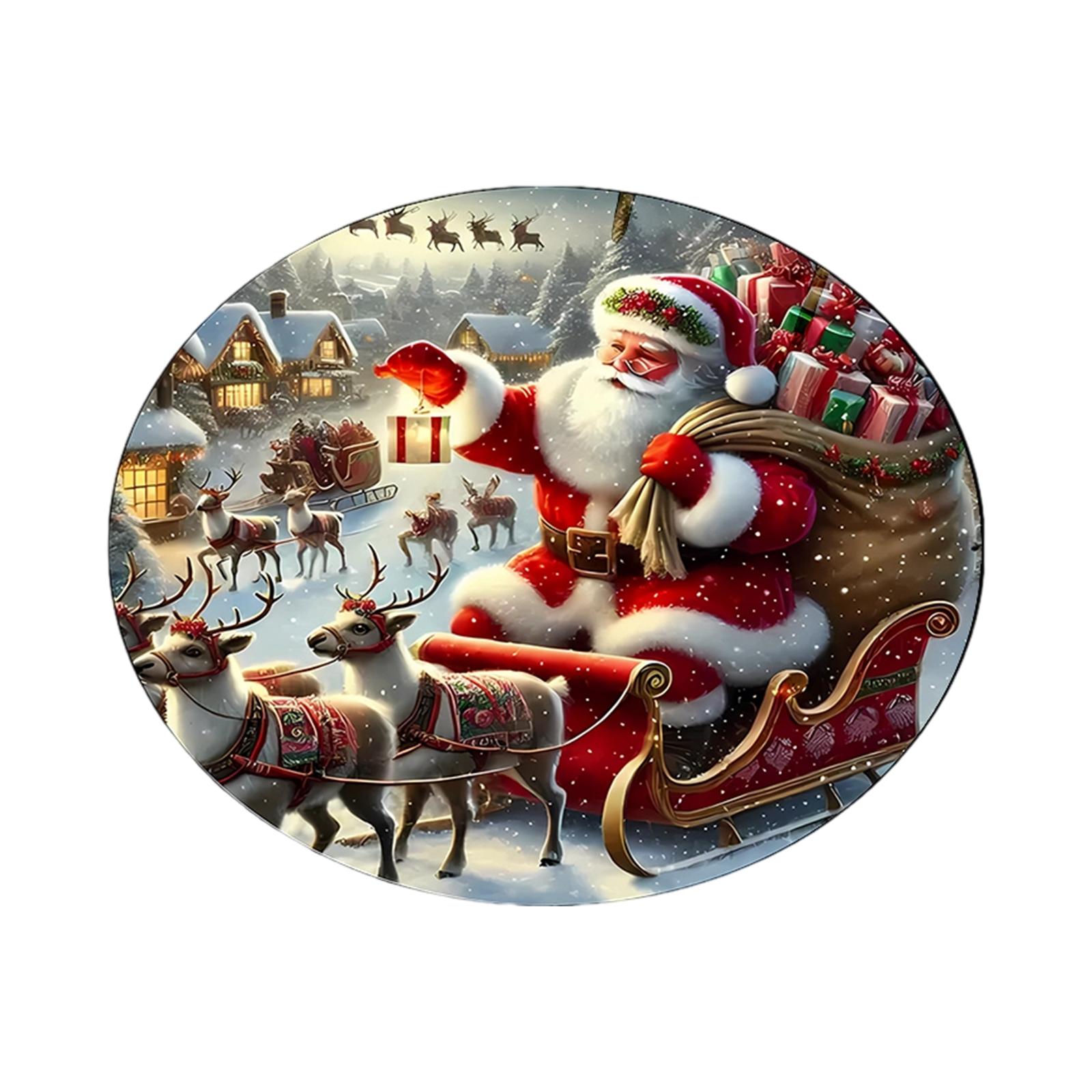 

Круглый ковер для дома, праздничное рождественское украшение, напольный коврик One Size