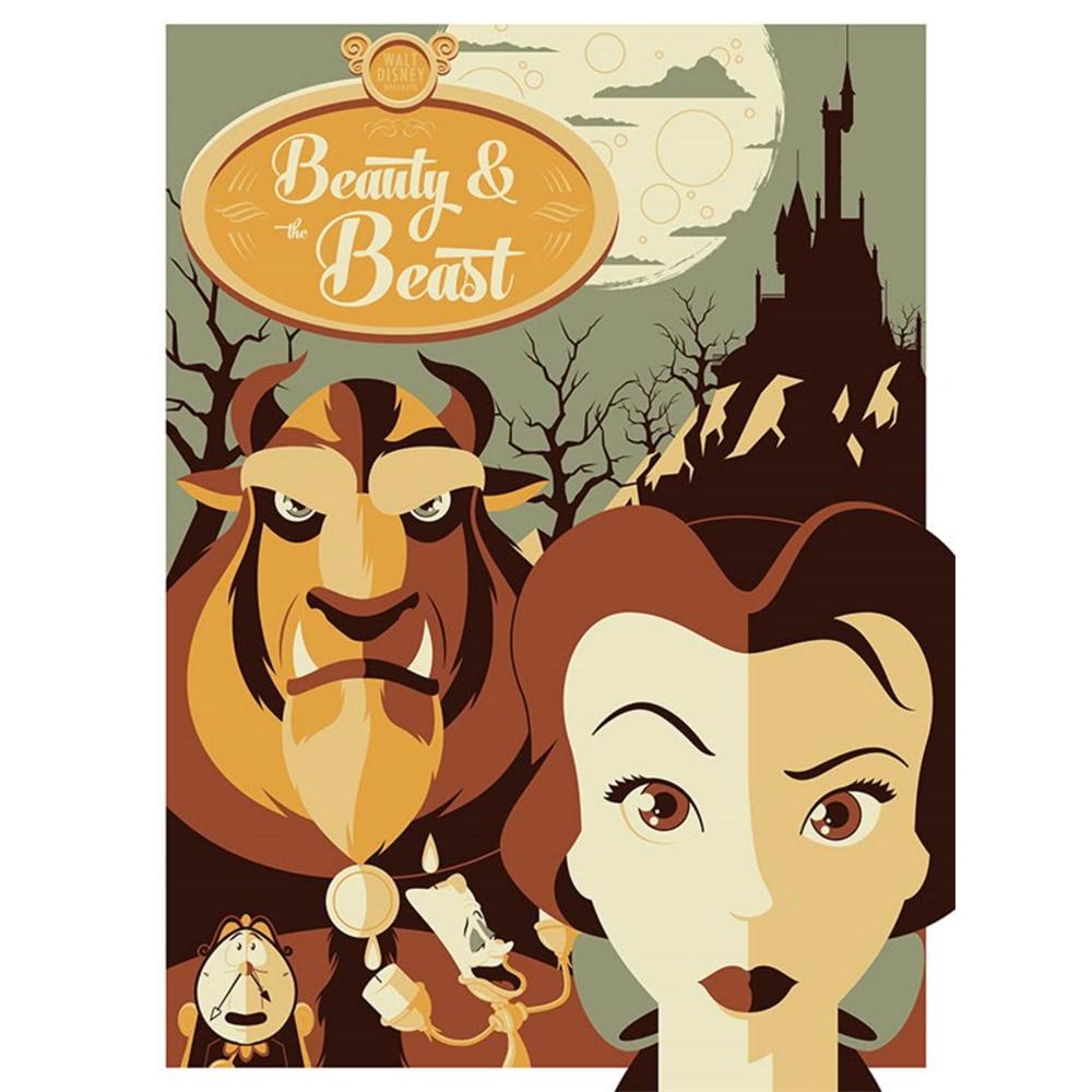 

Disney Diamond Painting Cartoon Beauty and The Beast Retro Flat Style IllustrationsHandmade DIY Cross Stitch 5D Full Diamond Mosaic HomeRoomDecoration Round 20x30cm
