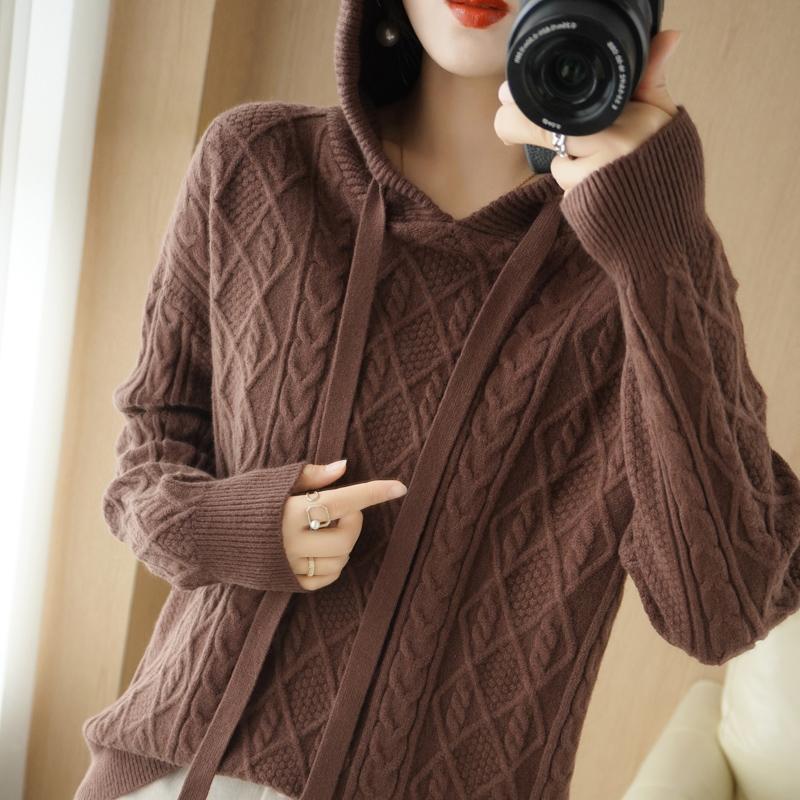 Women Knitted Hoodie Sweater MODERN NEW SAGA Winter Knitted Pullover Sweatshirt Autumn Cashmere Wool Sweaters Female Jumper