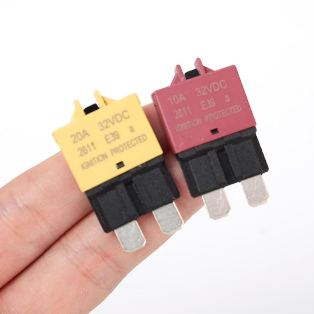 E39 Car Resettable Fuse Blade Circuit Breaker Overcurrent Protector 32VDC 5A-20A Auto Truck RV Marine Audio Power System Parts