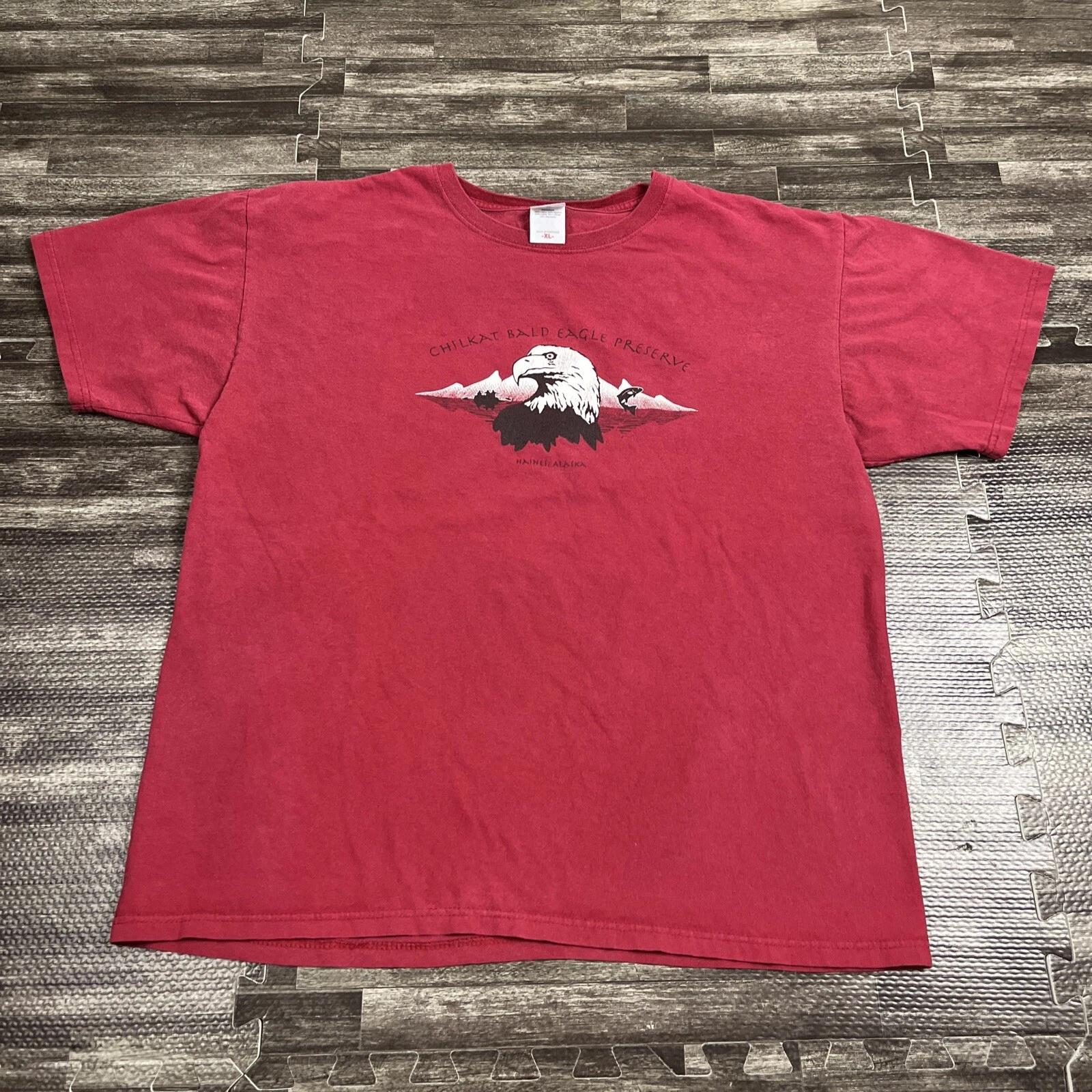 

Vintage Y2K Chilkat Bald Eagle Preserve Tshirt Red XL VTG Nature Casual S