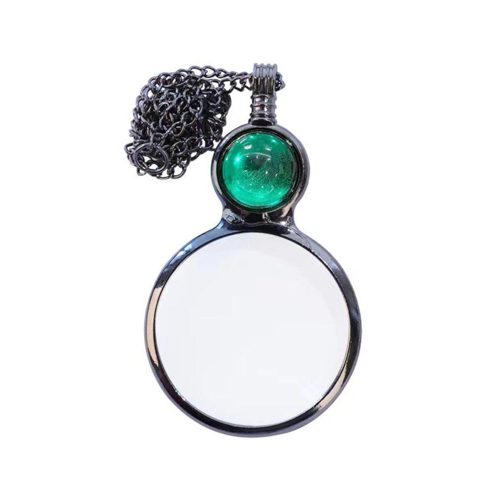 

Vintage Magnifying Glass Necklace Crystal Clavicle Chain Durable Neck Chain Girls зелёный