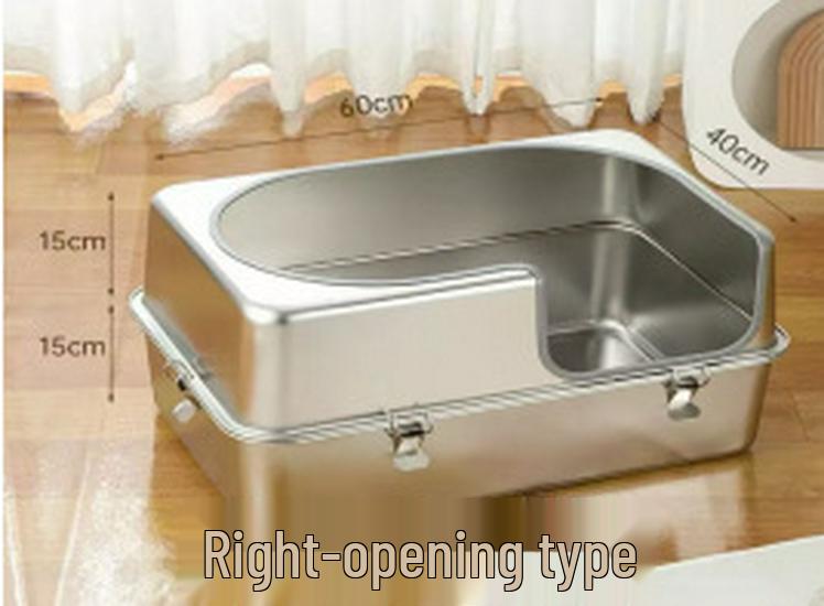 Large Stainless Steel Enclosed Cat Litter Box with Anti-Splash High Fence