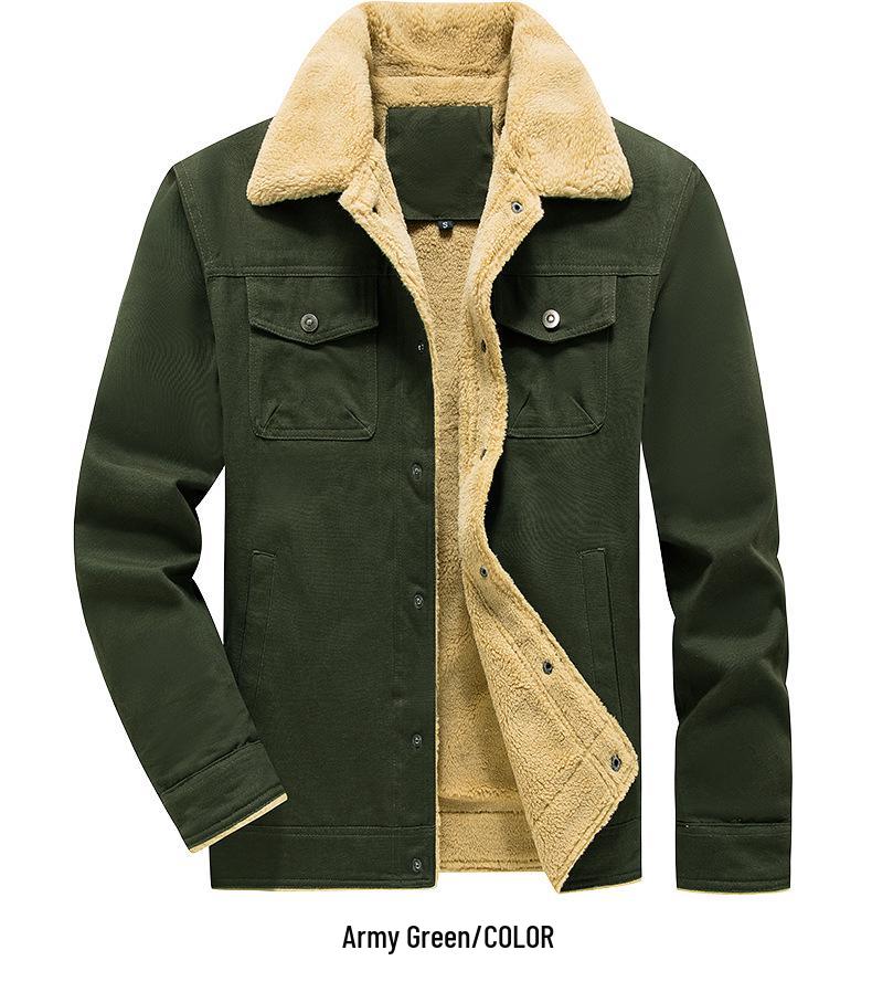 Men's Fleece-Lined Multi-Pocket Jacket: Warm Cotton and Nylon for Autumn and Winter