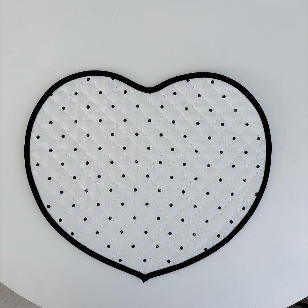 New Polka Dot Heart-shaped Placemats Cotton Decorative Insulating Table Mat Love Quilted Water Cup Mat Home Decor