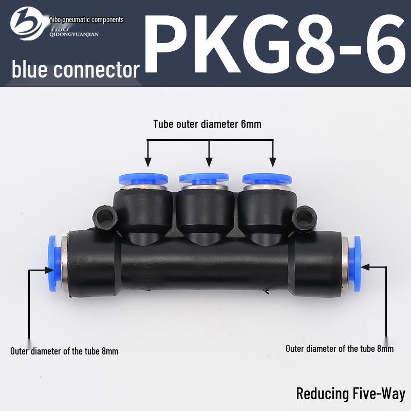 Wirtschaftlicher blauer pneumatischer Schnellkuppler: Gerade, T-Stück, Vierweg, Fünfweg, Reduzierstück für PU/PE/PY/PZA/PK/PV