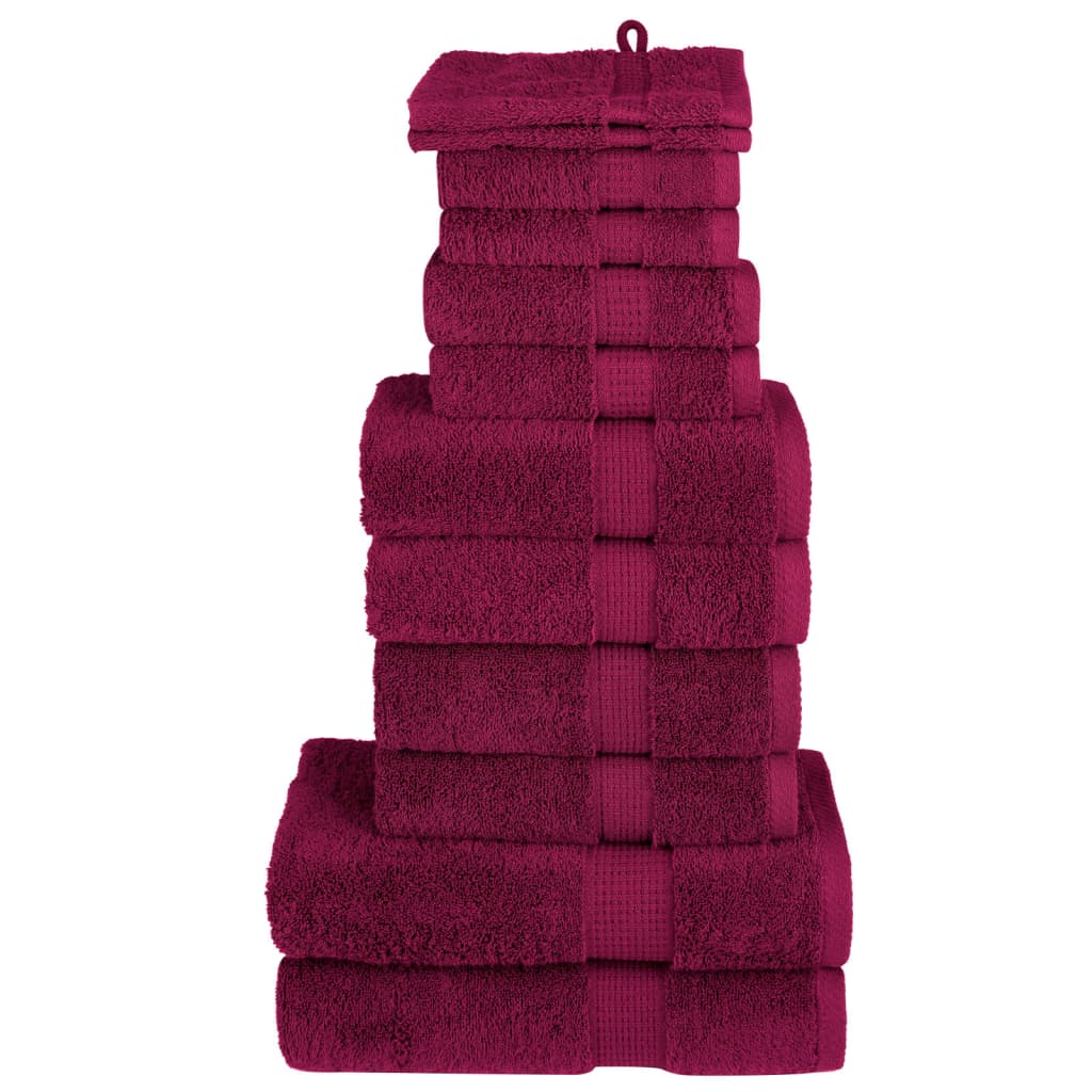 12 piece Premium Towel Set SOLUND Bordeaux 600 g m²