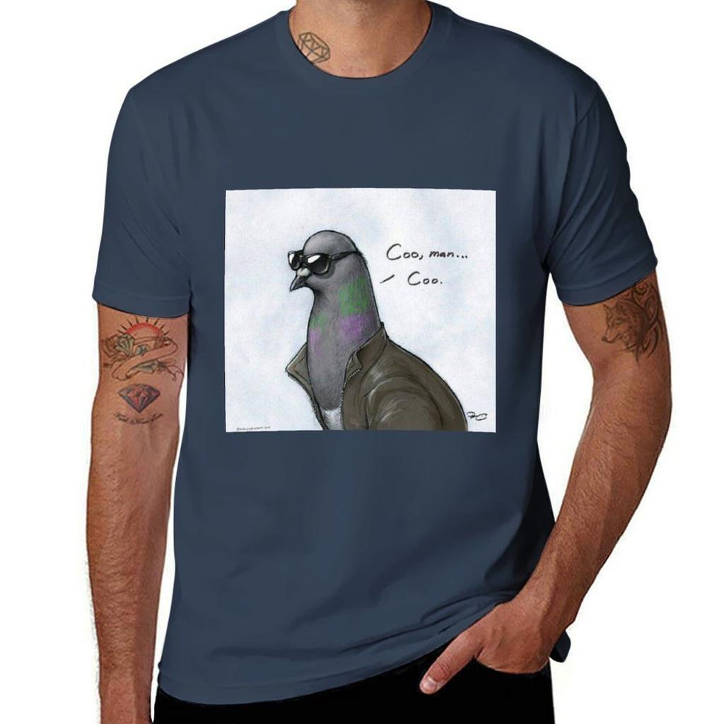 Coo Unisex Coo Pigeon Tshirt Work Basic Short Sleeve Top
