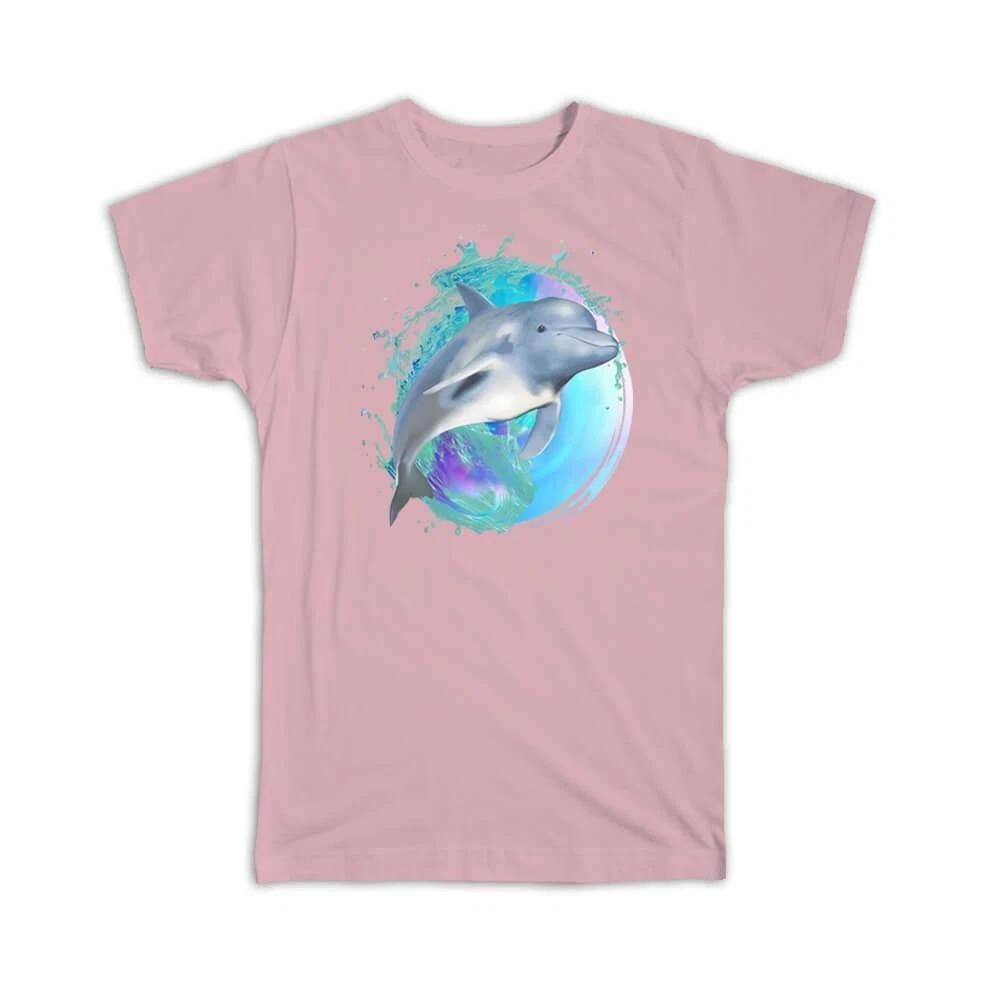 Подарочная футболка : Милый Дельфин Фотография Водное Животное Морское Океан Настенный Постер 2XL
