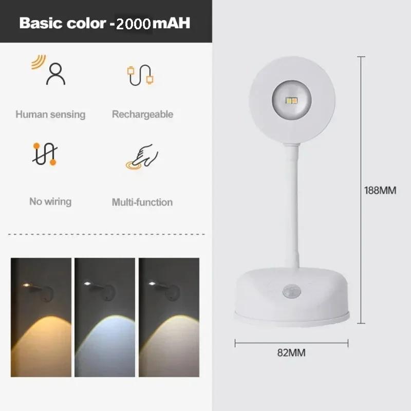 USB Rechargeable Intelligent Human Sensing Wireless Wall Light Dimmable Led Spotlight For Lighting Paintings Pictures