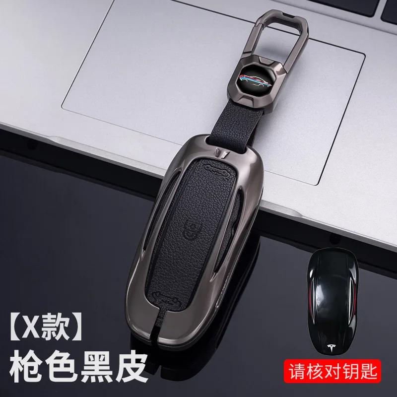 Car Sticker Tesla Zinc Alloy Car Smart Remote Key Case Fob Cover Holder For Tesla Model 3 Model Y Model X/S Auto Protector Keych