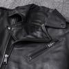 Erste Schicht Reines Rindsleder Motorradlederjacke Echtes Leder Lederjacke Herren Revers Motorradanzug Slim