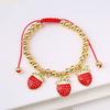 Hot Sale Cute Cherry Strawberry Pendant Copper Bead Chain Bracelet High Quality Crystal Zirconia Fruit Jewelry For Daily Wear