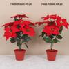 Red Artificial Poinsettia Plant with 5 Heads - Christmas Decor