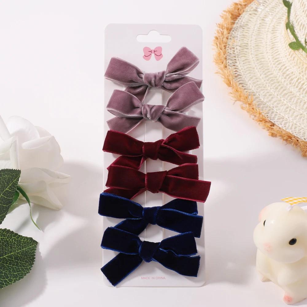 

6Pcs/set Solid Ribbon Bows Hair Clips For Baby Girls Handmade Cute Bow Hairpin Barrettes Headwear Kids Hair Accessories gifts