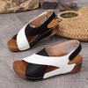Keilsandalen in Kontrastfarbe für Damen, Peep-Toe-Slingback-Schuhe mit weicher Sohle, bequeme Sommersandalen für den Außenbereich