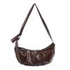 Oil Wax Leather Crossbody Bag for Women 2024 New Autumn Winter Large Capacity Daily Commute Versatile Crescent Dumpling Bag