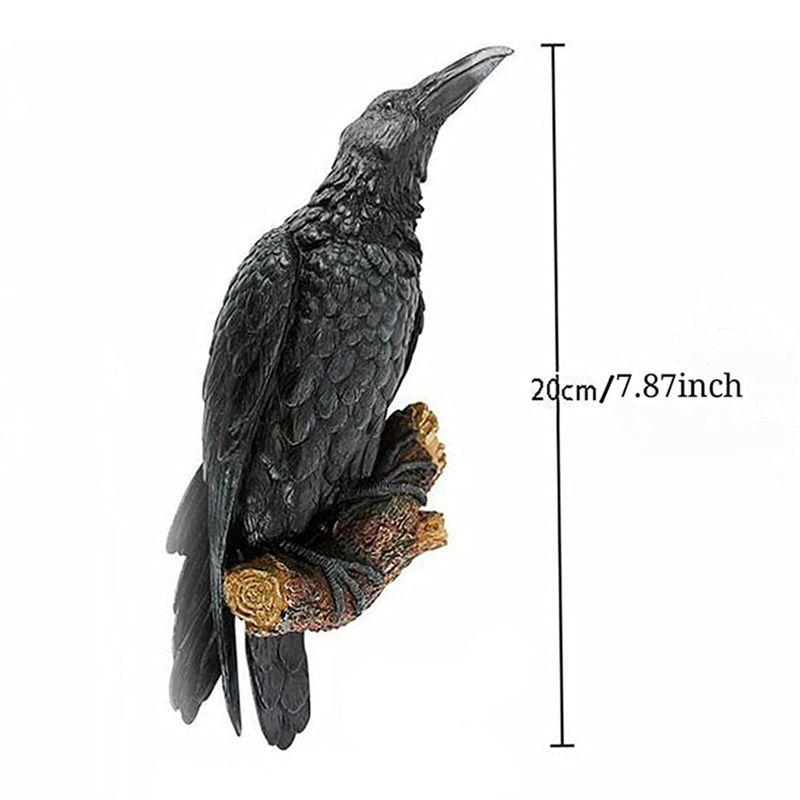 AEE4-2PCS Raven Resin Statue Bird Crow Sculpture Outdoor Crows Halloweens Decor For Garden Courtyard Animal Decoration