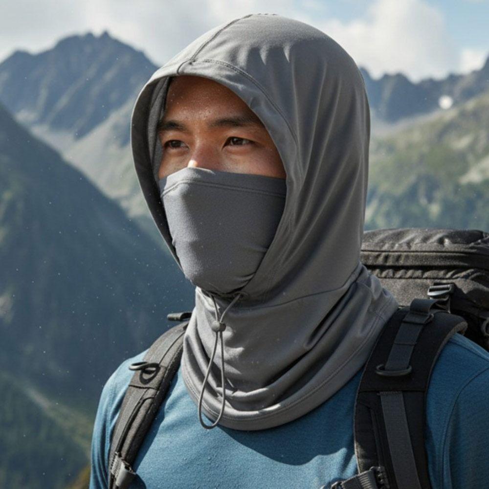 Adjustable Ice Silk Sun Hat Breathable Face Mask Pullover Cap Fashion Sunscreen Hat  Summer