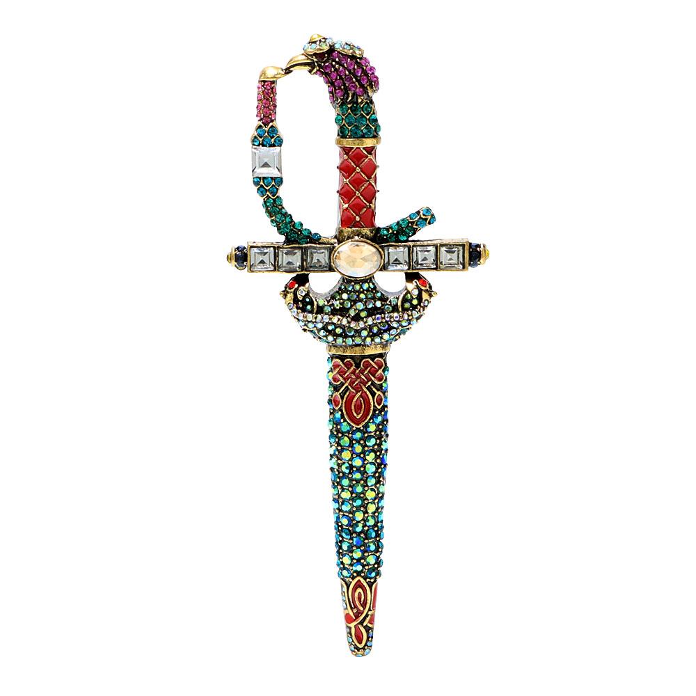 

Новые винтажные броши-мечи со стразами для женщин и мужчин унисекс большие креативные булавки модные персонализированные ювелирные изделия