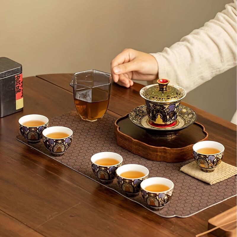 Dunhuang Style Ceramic Gaiwan Kung Fu Tea Set