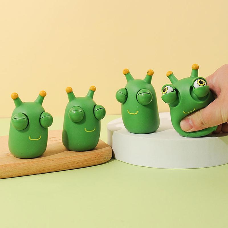 Grass Worm Pinch Toy Squishy Toy Green Eye Popping Worm Squeeze Toy Stress Reliever Anti-Stress Fidget Christmas Kids Party Gift
