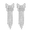 Luxuriöse glitzernde Strass Ohrringe mit langen Fransen und Schleife