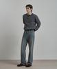 WORK ON BODY OFF Pano Semi-Overfit Striped Henley Neck Knit [Navy]