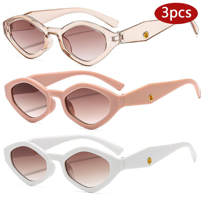

3pcs New Vintage Trends Polygon Sunglasses Women Men Brand Designer Gradient Sun Glasses Female Small Frame Outside Eyewear