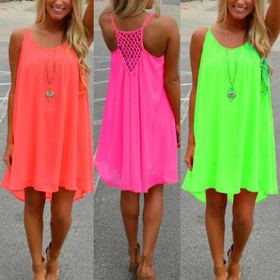 Sexy Women Summer Casual Sleeveless Evening Party Beach Dress Short Mini Dress