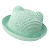 Kids' Korean Style Summer Straw Sun Hat with Cat Ears - Breathable Parent-Child Vacation Design