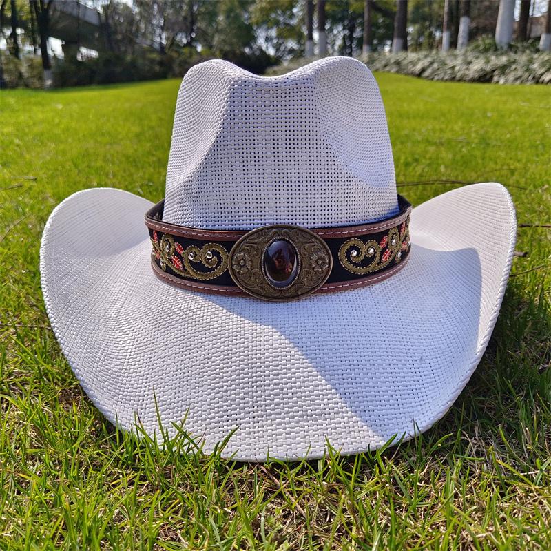2026 Western cowboy hat man embroidery applique cowboy hat men and women sun hat summer wide brim straw hat hsun hat women