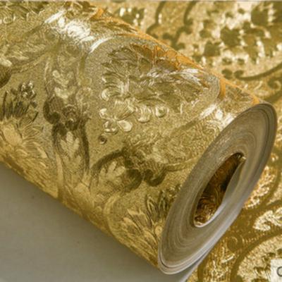 Lüks Klasik Altın Duvar Kağıdı Yatak Odası Oturma Odası Kabartmalı Damask Duvar Kağıdı Rulosu Simli Duvar Kağıdı Altın Varak Papel De Parede