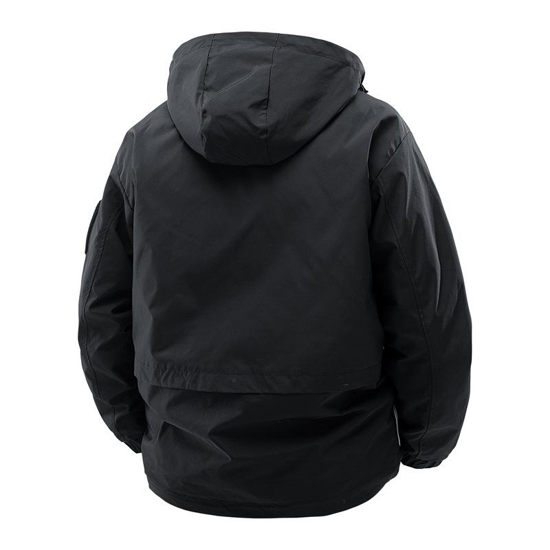 Solid Color Jacket Men's Spring and Autumn Loose Trendy Workwear Outdoor Waterproof Casual Hooded Jacket Jacket