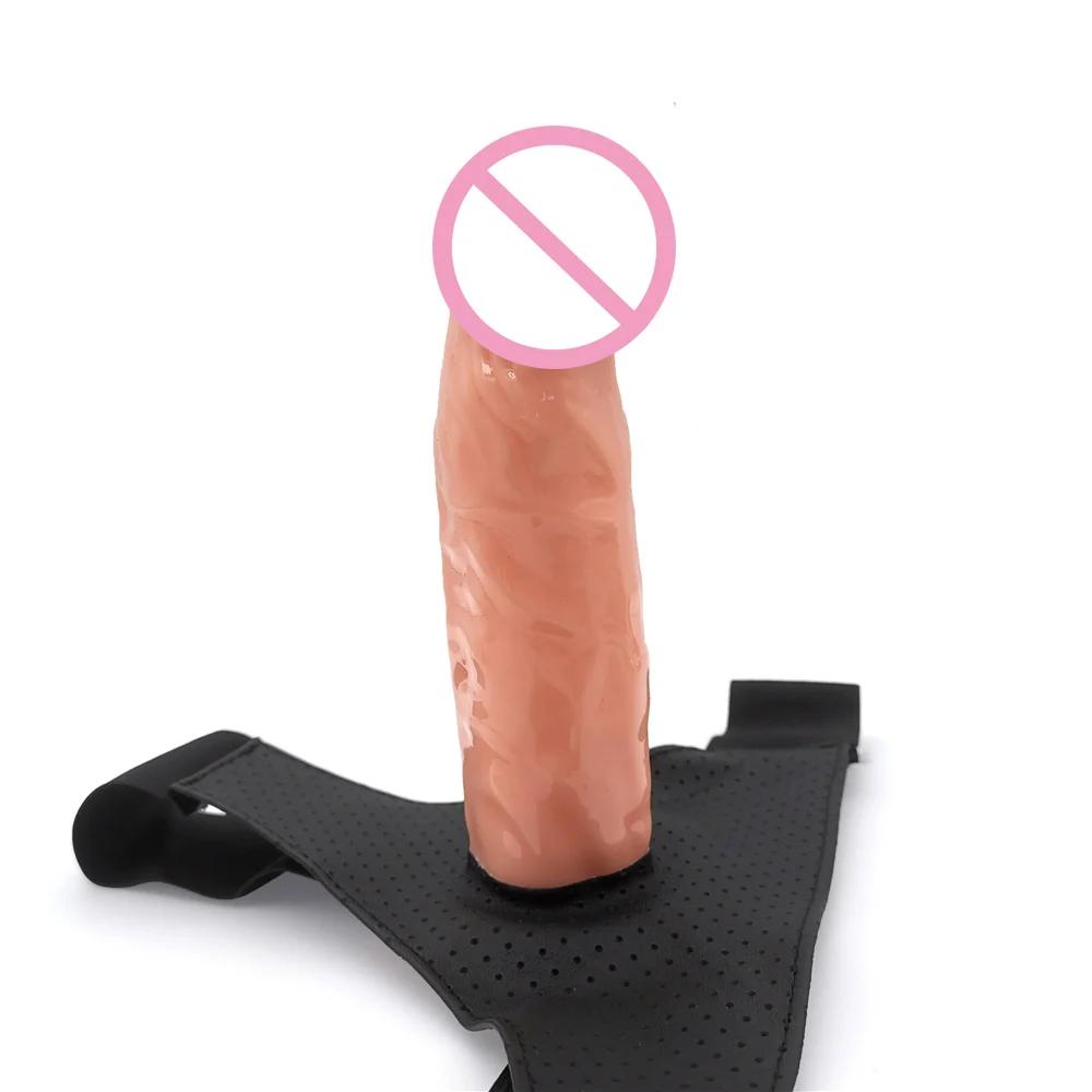 Men Strap On Dildo Panties Wearable Hollow Penis Lengthen Sleeve Strapon Dildo Pants Harness Belt for Man Sex Toys For Woman Gay