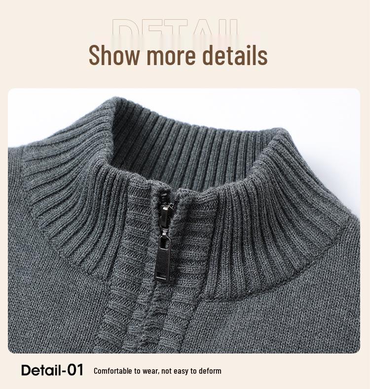 2025 Men's Autumn/Winter Plus Size Light Luxury Warm Down Knit Cardigan Sweater.