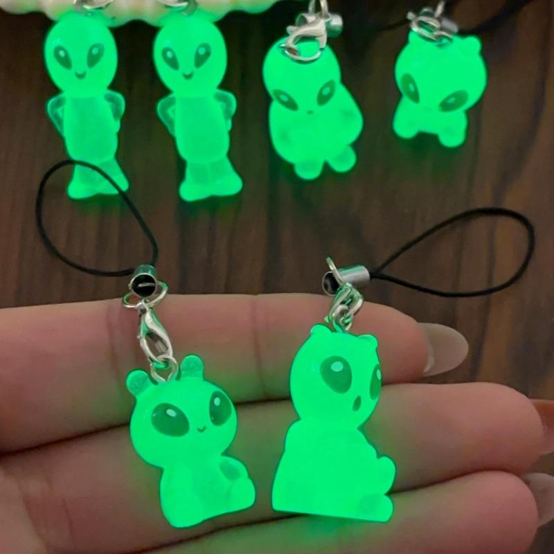 1-30pcs 2026 New Luminous Alien Mobile Phone Lanyard Backpack Keychains Pendants Cute and Glowing Creative Small Pendant