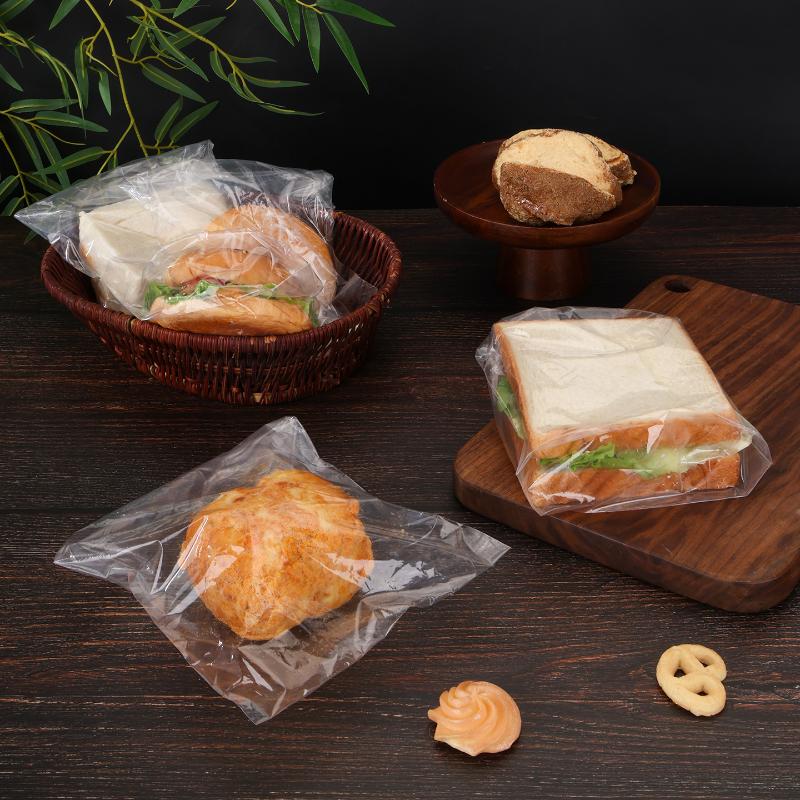 Selbstklebende Einweg-Hamburger-Tüten 100 Stück Transparent Lebensmittelecht für Sandwich Snack Backen Verpackung