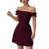 European and American retro pure desire sexy celebrity one-word collar temperament royal sister design sense hip-wrapped short dress