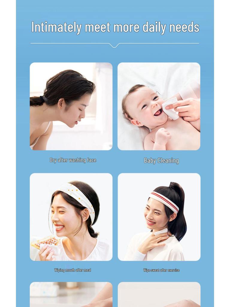 Purcotton Soft Dual-Use Disposable Face Towels, M Size (6 Packs) - Pure Cotton Wipes for Dry & Wet Cleaning and Makeup Removal.