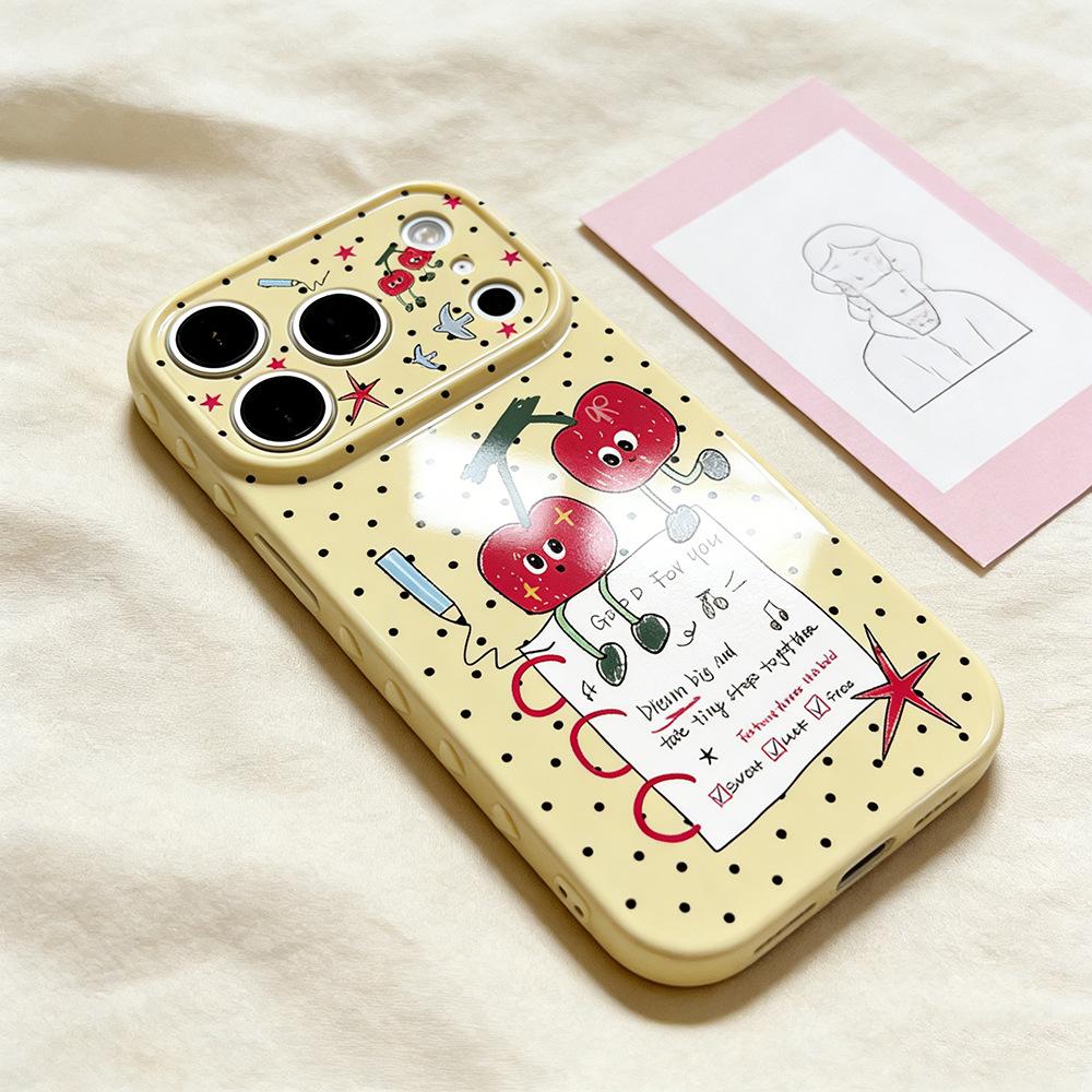 Red cherry is suitable for iPhone17/17Pro mobile phone case, anti-drop Apple 16/15 protective case 14 new models.