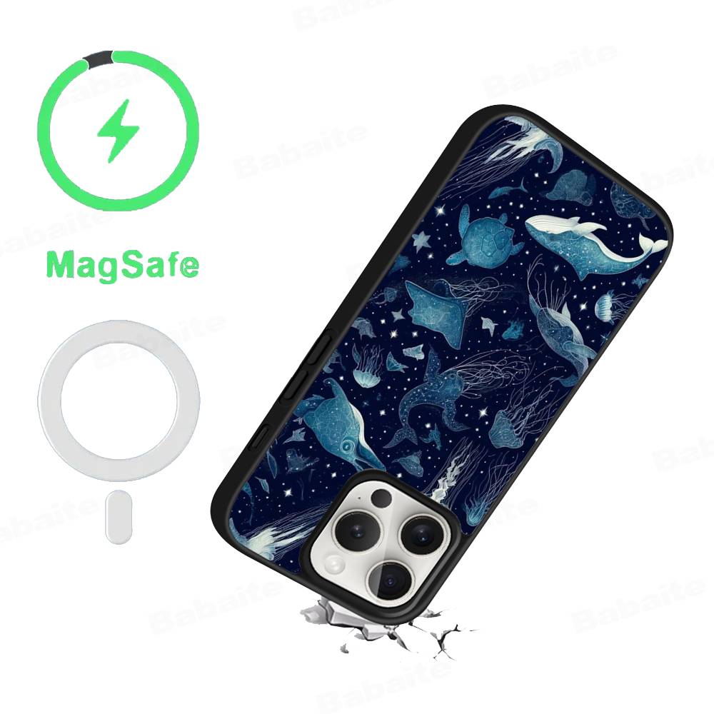 Ocean Whale Shark Swimming Phone Case Magnetic Case For IPhone 16 14 13 12 11 15 Pro Max Plus For Magsafe Wireless Charge Cover