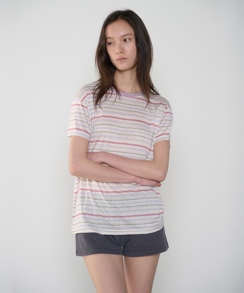 Jeonggamseutyudio Rayon Blend Stripe Tee_3 Color
