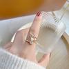 Korea  Fashion Jewelry 14K Real Gold AAA Zircon Pearl Butterfly Ring Elegant Opening Adjustable Women's Birthday Gift ring
