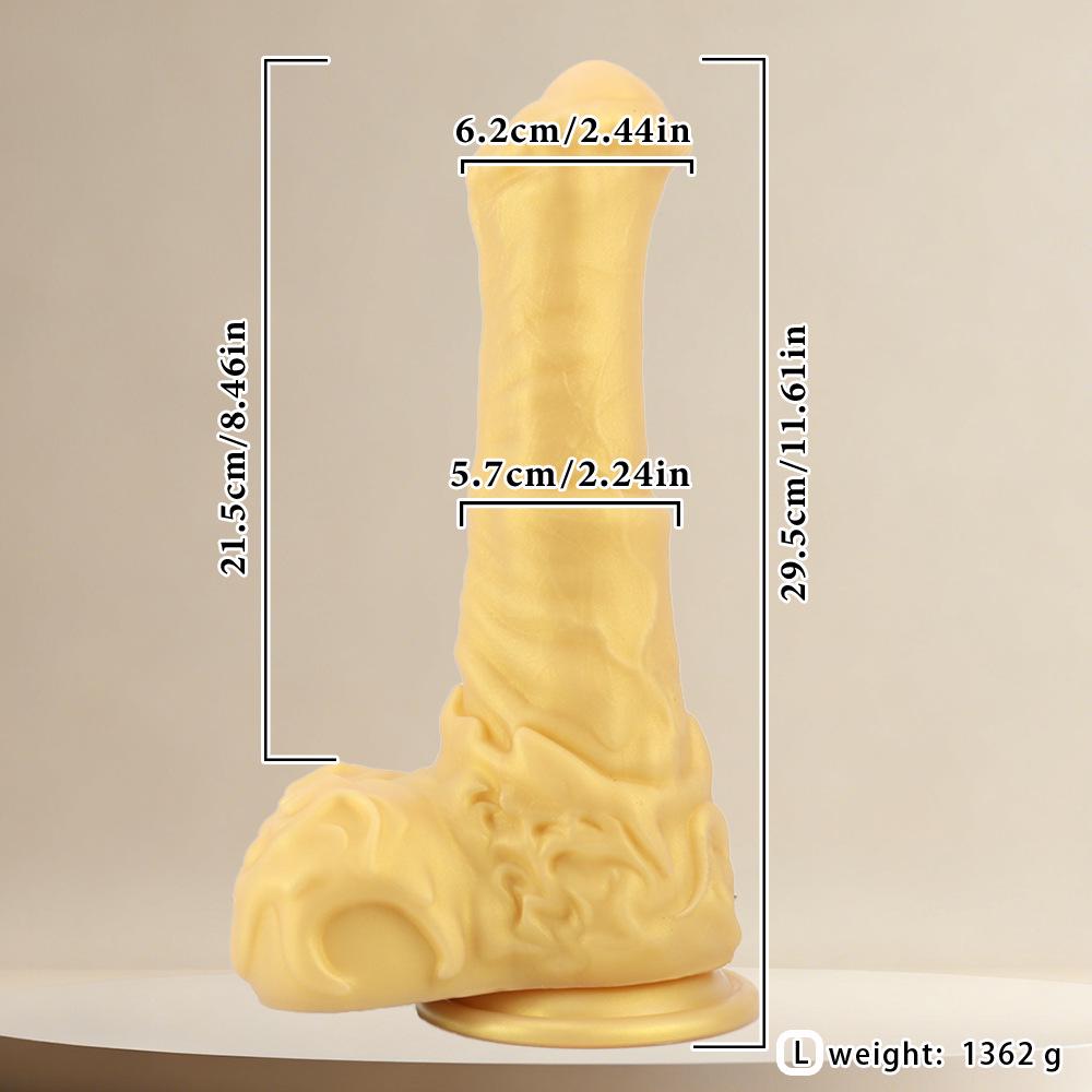 Goldenes Alien-Pferd Weiblicher Masturbator: Riesiger Anal-Dilatator-Plug-Spielzeug