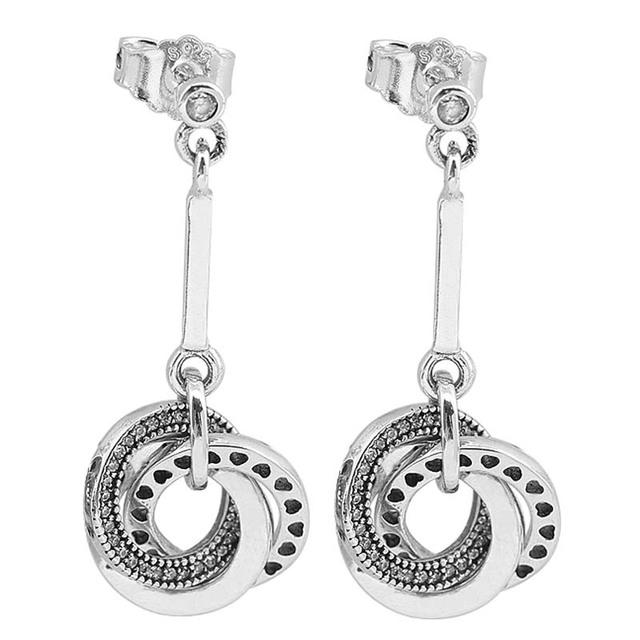 925 Sterling Silver Crystalized Snowflake Poetic Blooms Interlocking Circle Round Circle Earring For Women Gift Fashion Jewelry