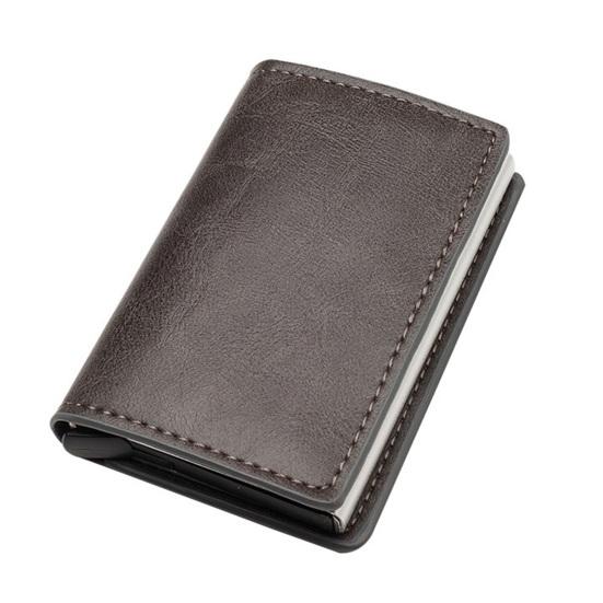 Faux Leather Wallet Men Women RFID Blocking Tri-fold Wallet Minimalist Slim Front Pocket Anti-Theft Credit Card Holder