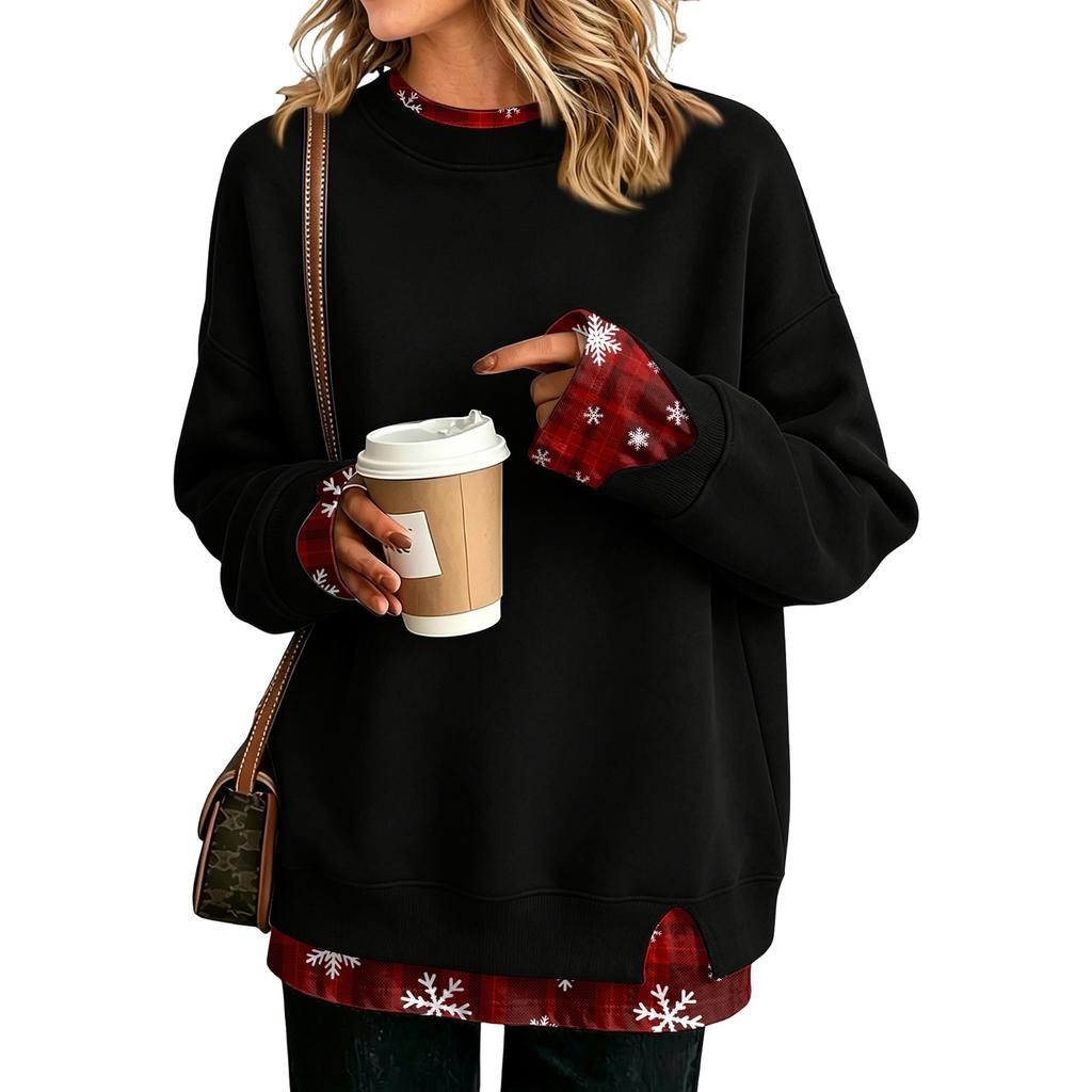 Women's Casual Printed Long Sleeve Sweatshirt Loose Fit Pullover Top for Daily Wear