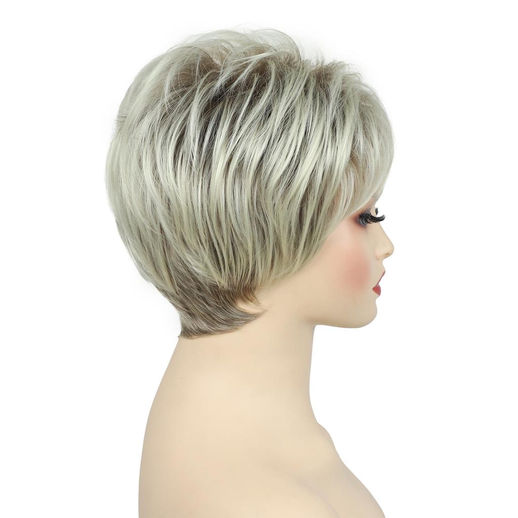 New Fashionable Fluffy Wig with Slanted bangs Wig Headset